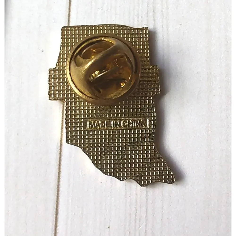 Indiana Shaped Hoosier State Pin for a Hat, Lapel, Lanyard, Jacket or Backpack